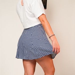 Reformation circle skirt gingham blue picnic size 8/10 perfect for spring